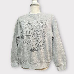Parks Project Sweatshirt Women Medium Gray Iconic National Parks Fleece Crewneck